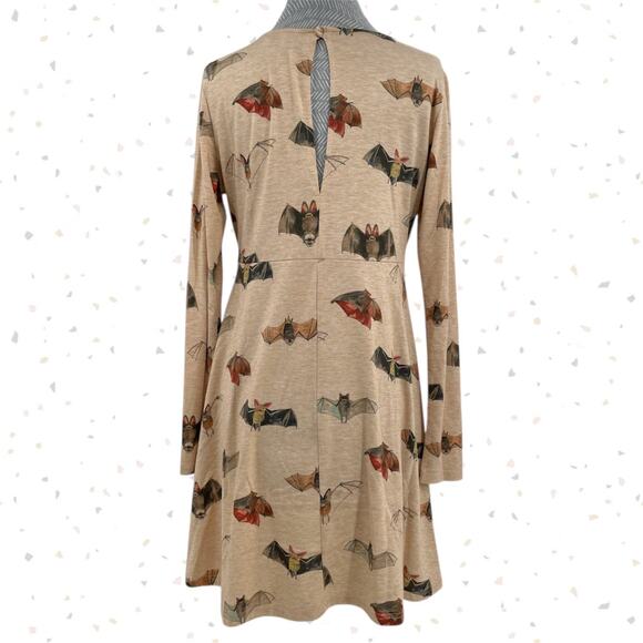 Bat Print Mini Dress Halloween Long Sleeve Spooky Fall Whimsigoth Pepaloves M - Picture 3 of 11